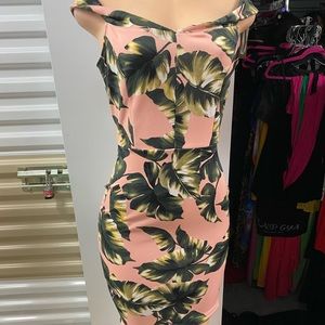 Pink of the shoulder dress.